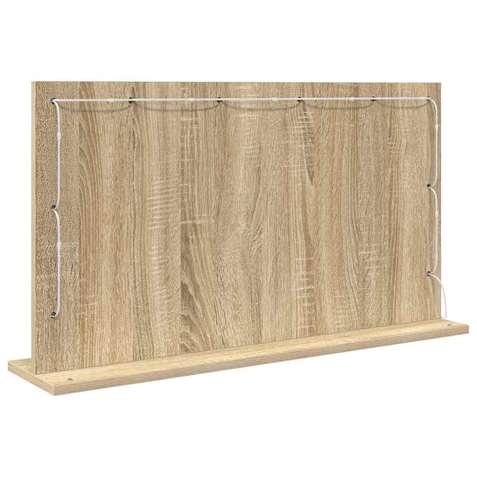 Gecheer Kosmetikspiegel Sonoma Eiche Holzwerkstoff, Glas 80 x 45 x 18 cm, Deko Spiegel Bathroom Mirror für Badezimmer Make-up Rasur Wohnung Hotel868319