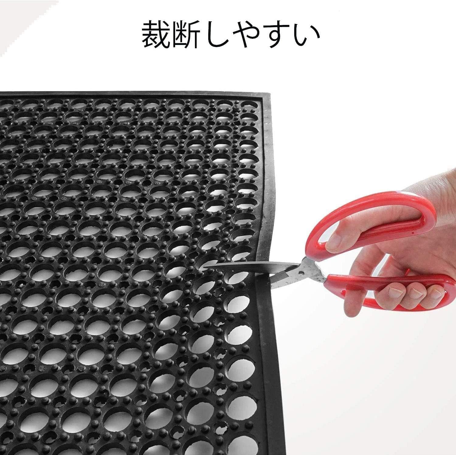 GOOFCXO 穴あきゴムマット 90x210 cm 厚10mm 泥落とし 玄関マット 業務用 ラバー 屋外 カット可能 滑り止め 水抜け 駐車場 飲食店 戸外