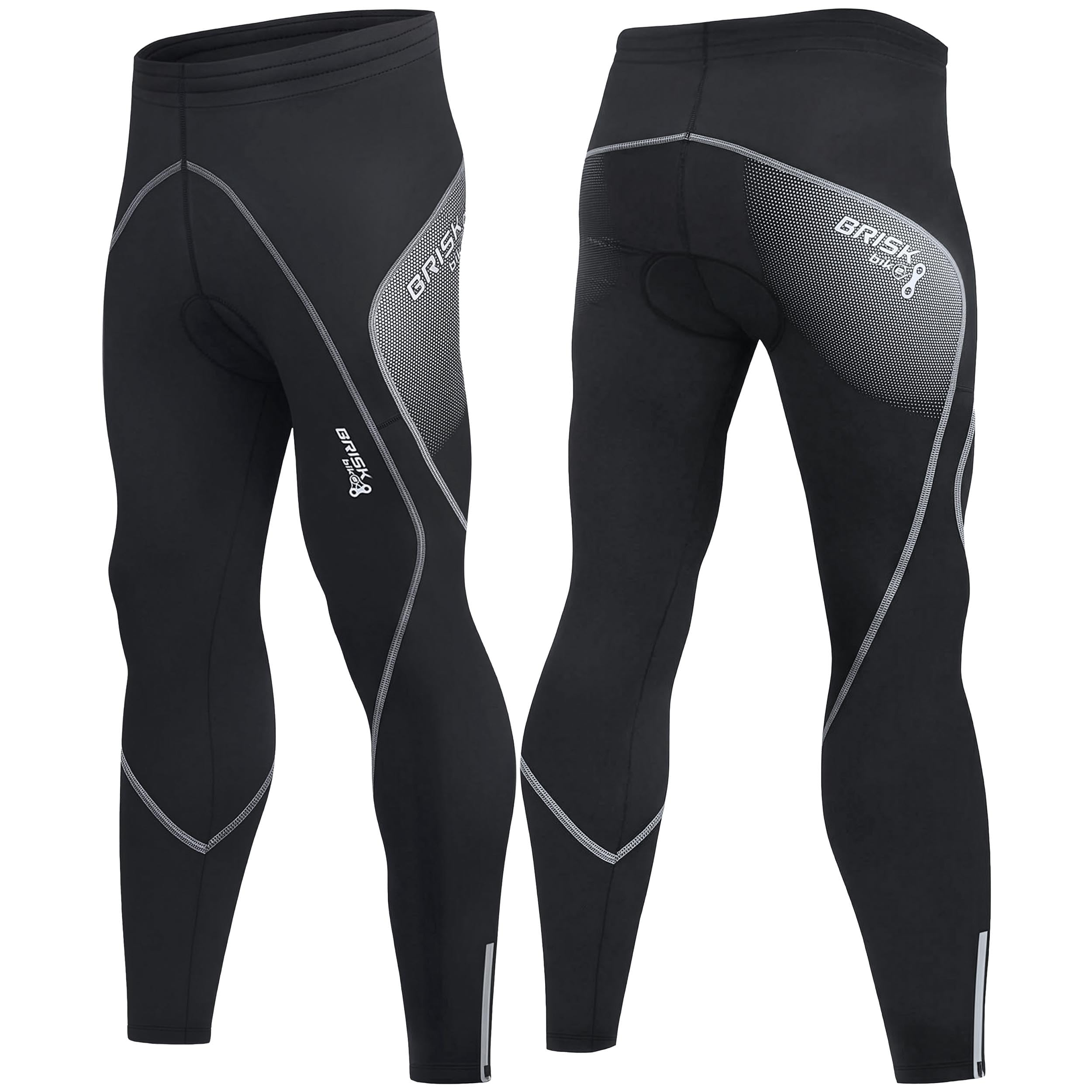 Brisk Bike Men's Black/Grey Cycling Trousers Cycling Leggings 3D Padded Cycling Tights Water Resistant And Lightweight Winter Cycle Pants Outdoor Bike Riding Trousers (Uk, Alpha, M, Regular, Regular, )