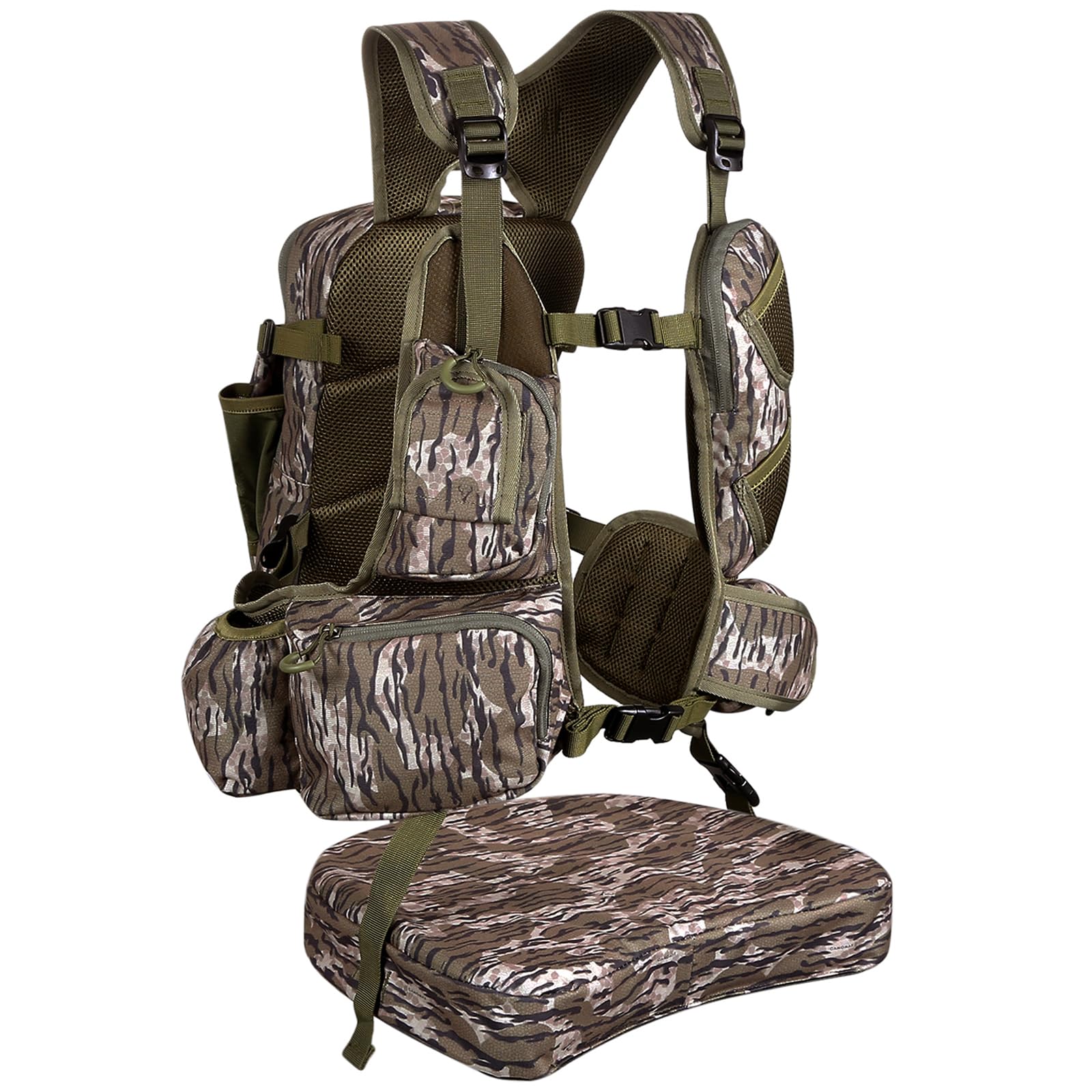 CAMOMAX Turkey Vest with Seat - Lightweight Adjustable Hunting Vest, 3-inch Cushion, Ample Storage with Multiple Pockets