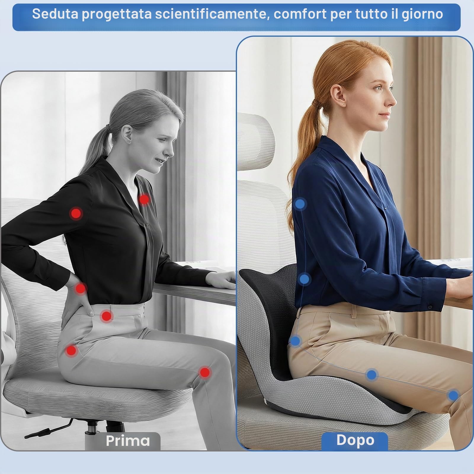 Cuscino per Sedile,Cuscino Sedia Ufficio,di Memory Foam | Cuscini Ergonomico Sedile per Coccige Sciatica Lombare,per Seduta e Schienale Gaming, Cuscino Cedile Auto