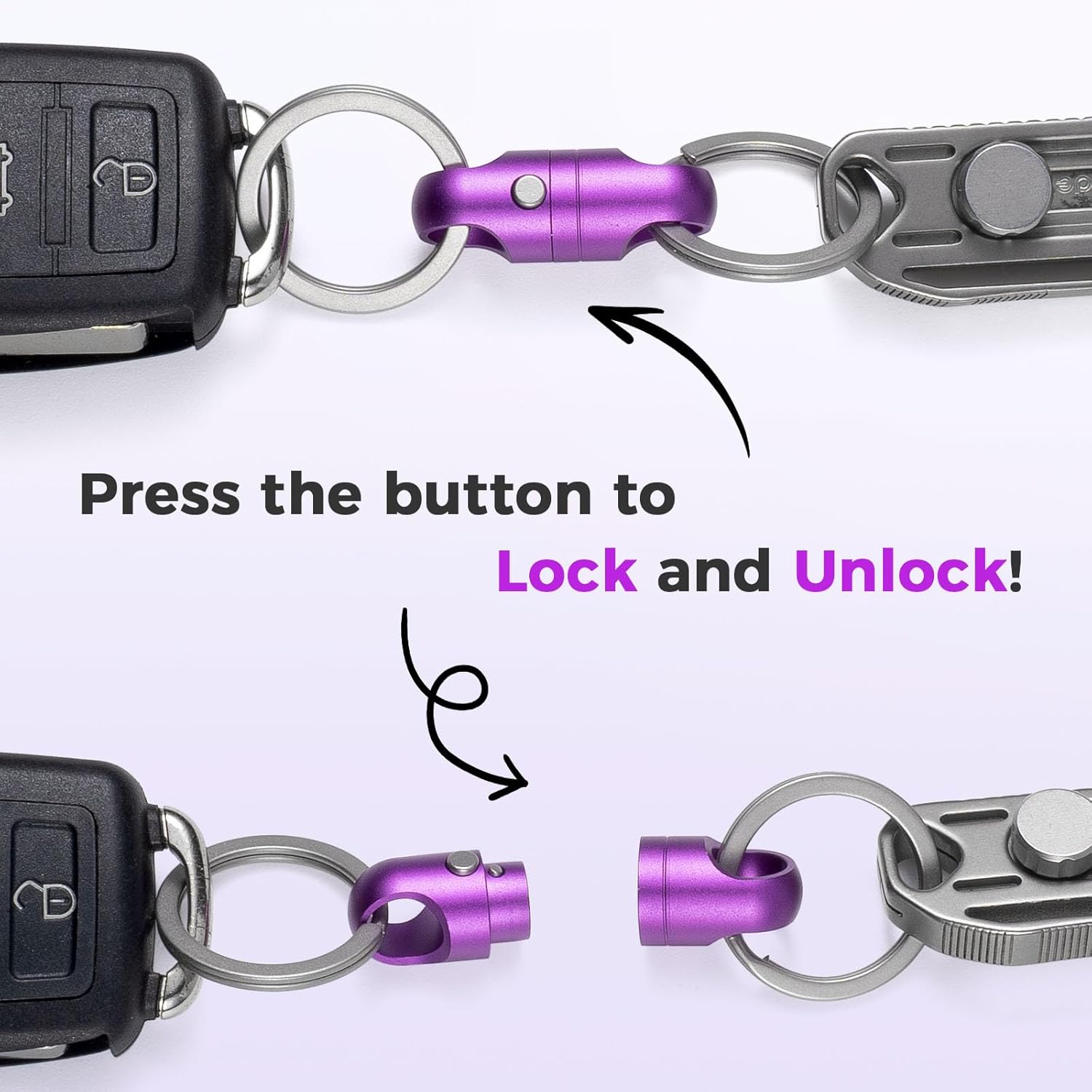 FEGVE Magnetic Quick Release Keychain – One-Hand Detachable Magnet Connector with Secure Lock for Valet & EDC Use - Image 3