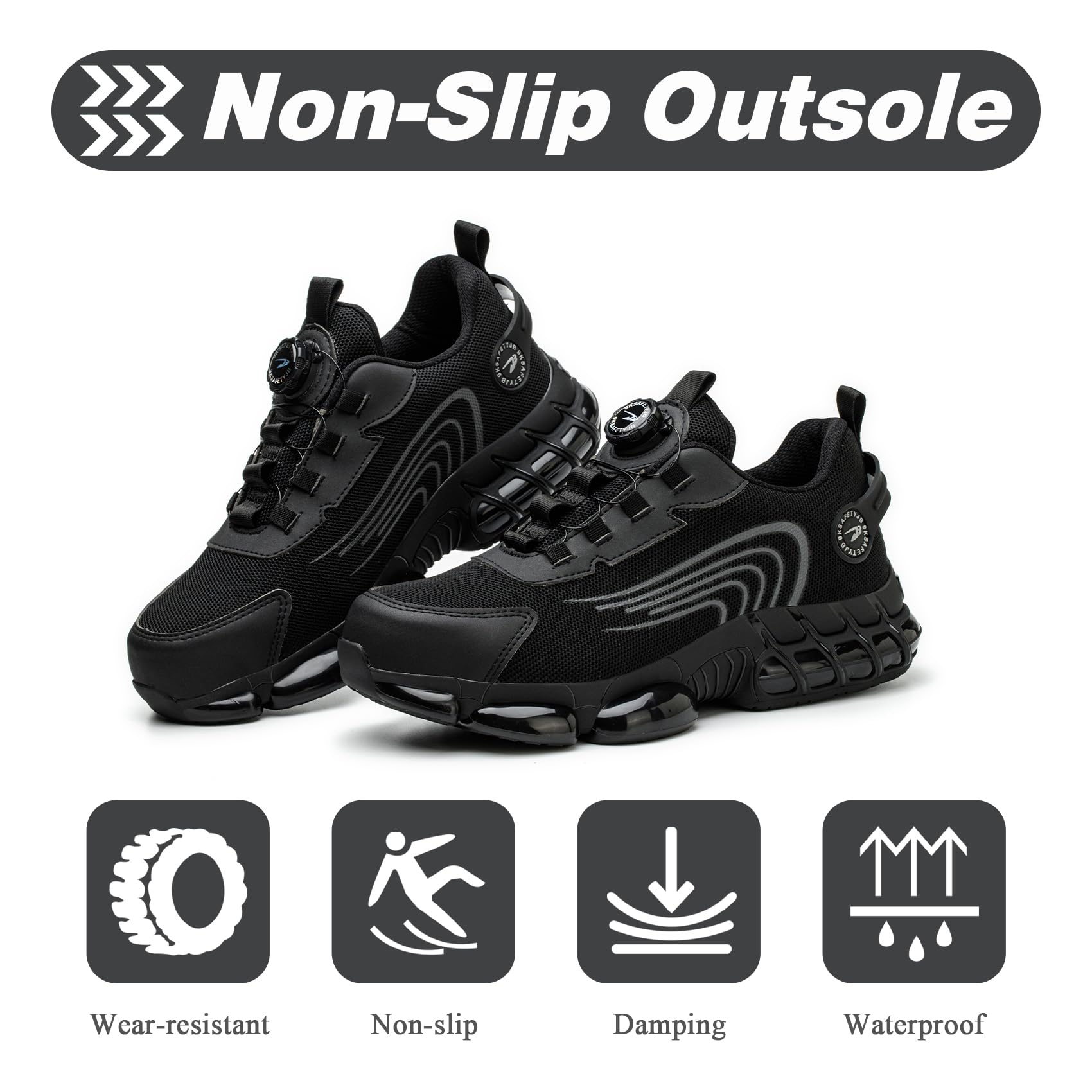 Zapatos de Seguridad para Hombre Mujer Zapatillas Ligeros Calzado Trabajo Comodo Antideslizante con Puntera de Acero 36-46 EU - 5