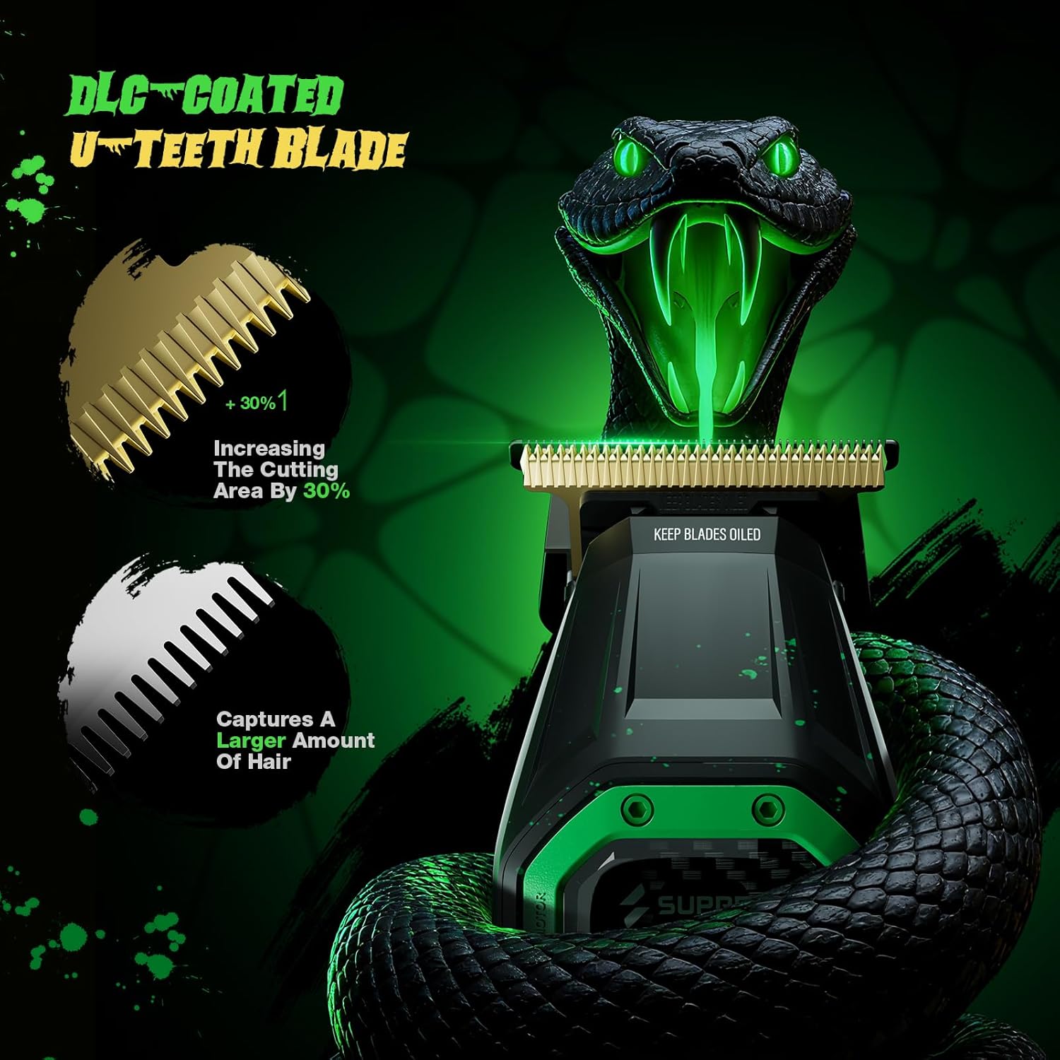 SUPRENT Fangs Professional Barber Trimmers - High-Performance 13,000 RPM Vector Motor Hair Trimmer Set, Professional Finishing Trimmer with AI Speed Control, Precision Detail Trimmer