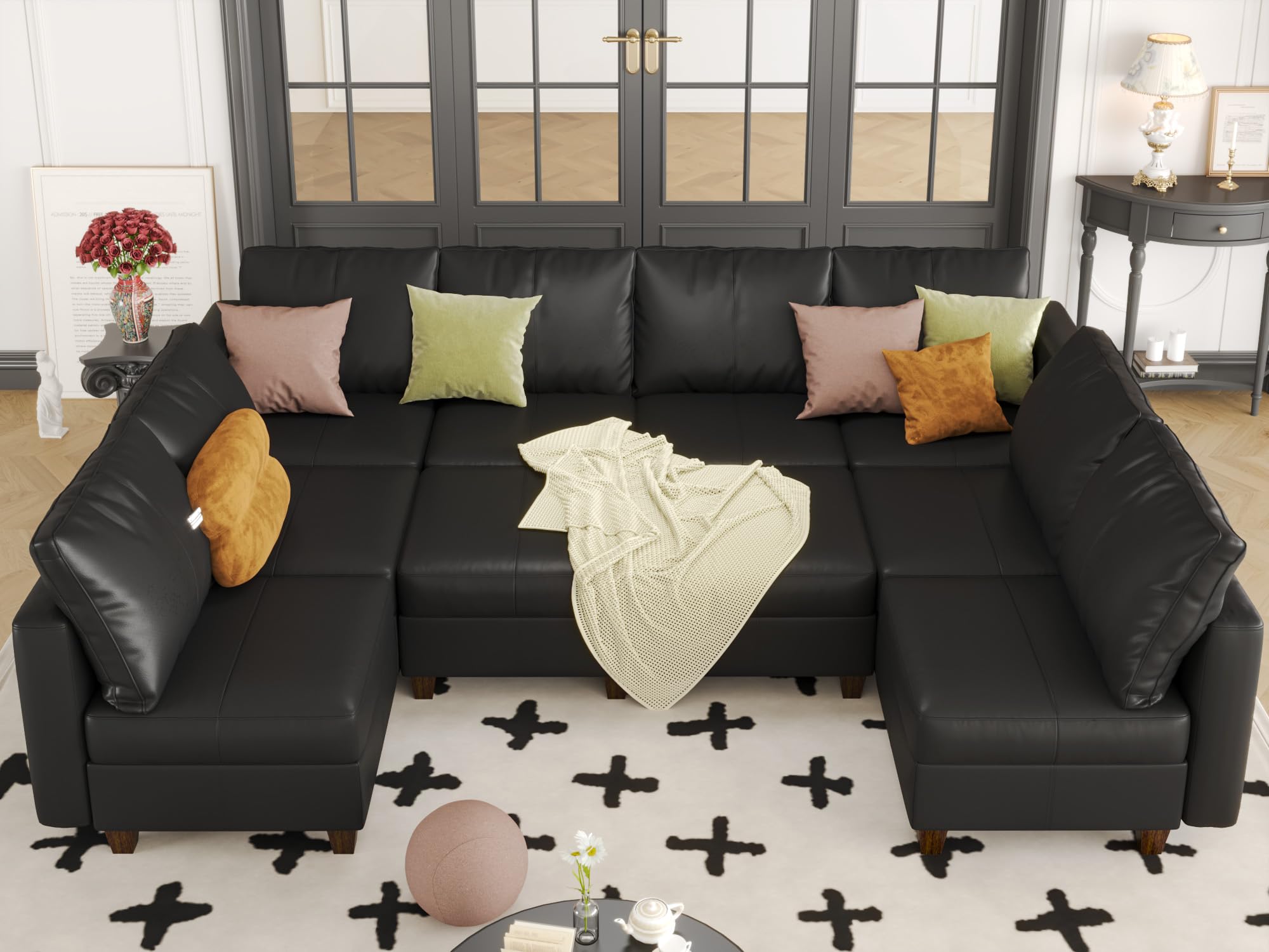EASE MOOSE U-Shaped Faux Leather Modular Sofa