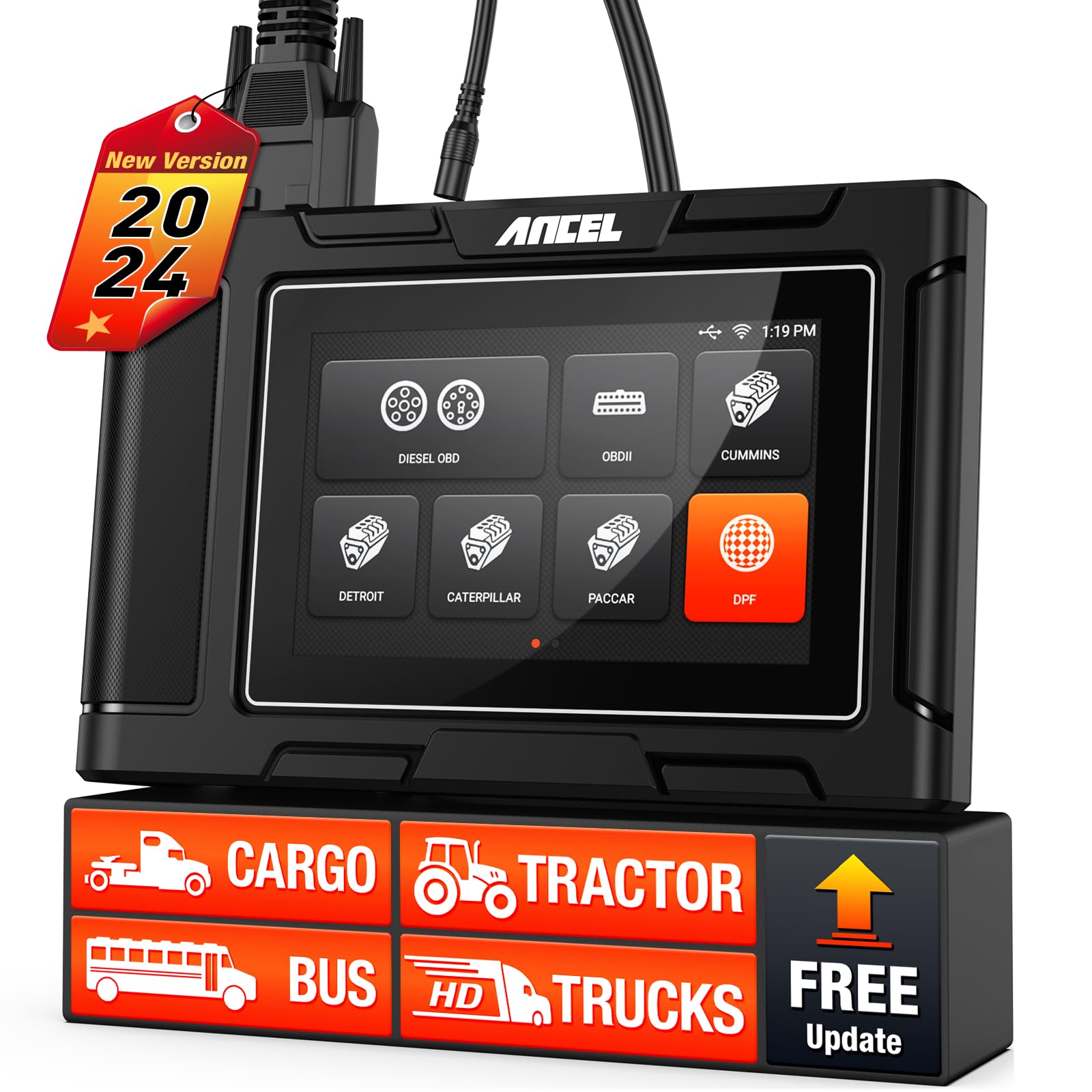 ANCEL HD3400 Diesel Heavy Duty Truck Scanner All System D.PF Regen Car Diagnostic Auto OBD2 Scanner