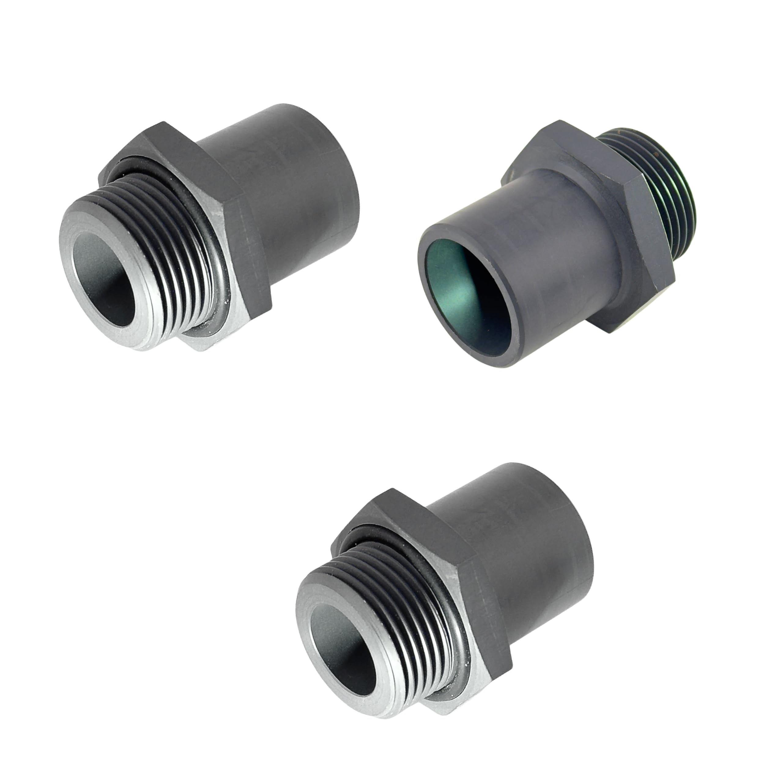 3 Pcs G Thread (Metric BSPP) Male PVC Adapter: 1" US Slip Spigot (IPS) x 1" BSPP Male (G1) with O-Ring (Europe & China to America Pipe Adapter), Featuring Solvent Welding on the IPS End