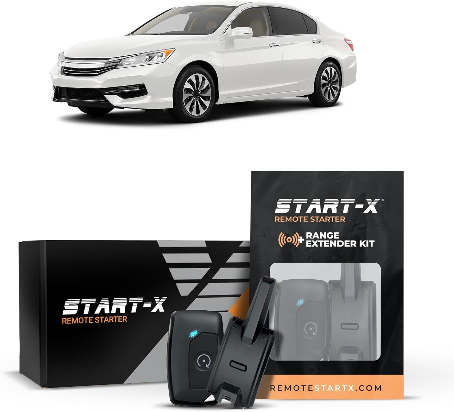 Start-X Remote Starter Kit + 3000ft 2 Way Range Extender for Honda Accord (2013, 2014, 2015, 2016, 2017) Vehicles with Key Ignition