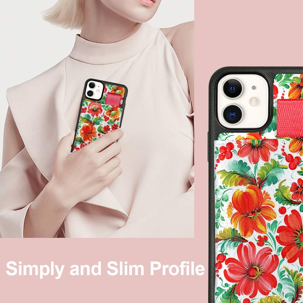LAMEEKU iPhone 11 Wallet Case, iPhone 11 Card Holder Case with Credit Card Slot Holder Money Pocket Leather Case Protective Phone Case with TPU Bumper Cover for Apple iPhone 11 6.1" (2019)-Floral