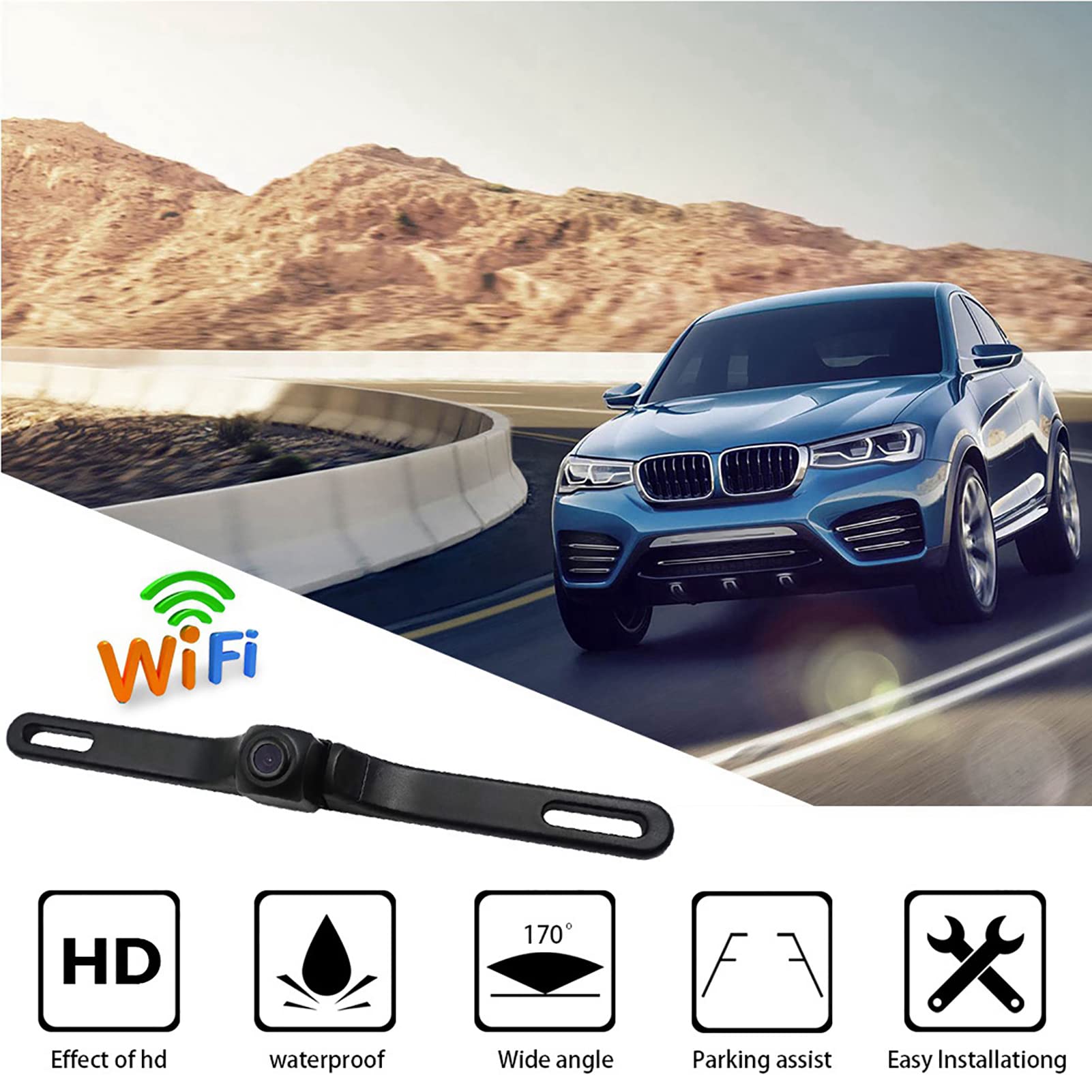 Kamera Cofania Vomeko 12 IR WiFi - Kamera Z Ramką Na Tablicę Rejestracyjną Z Noktowizorem Do Bezprzewodowego Tworzenia Kopii Zapasowych Samochodu, Kamera Cofania Pojazdu LED I Akcesoria Samochodowe