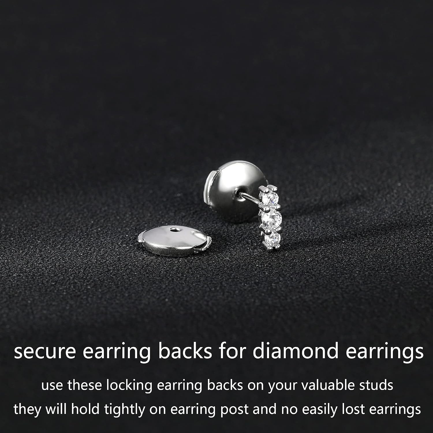 AoedeJ Stainless Steel Locking Earring Backs for Studs Locking Earring Backs Replacements Earrings Backs Secure Earring Backs for Studs (Silver)