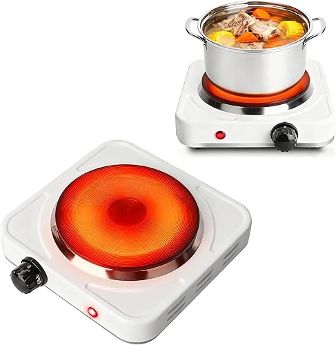Miniatura 10 de Placa caliente de 2000 W, estufa eléctrica portátil para encimera, quemadores dobles con control de temperatura de 5 niveles y asas que se mantienen