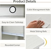 Vista 8 de Escritorio para computadora con cajones y gabinete, escritorio de madera para oficina en casa con estantes de almacenamiento, estación de trabajo