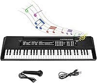 Vista 1 de M SANMERSEN Teclado de música para niños, juguete de piano electrónico portátil de 61 teclas con micrófono, herramienta de enseñanza