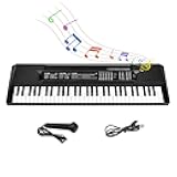 M SANMERSEN Kids Music Keyboard, 61-Key Portable Electronic Piano Toy with Microphone, Teaching Tool for Beginners, Ages 3-12, Black