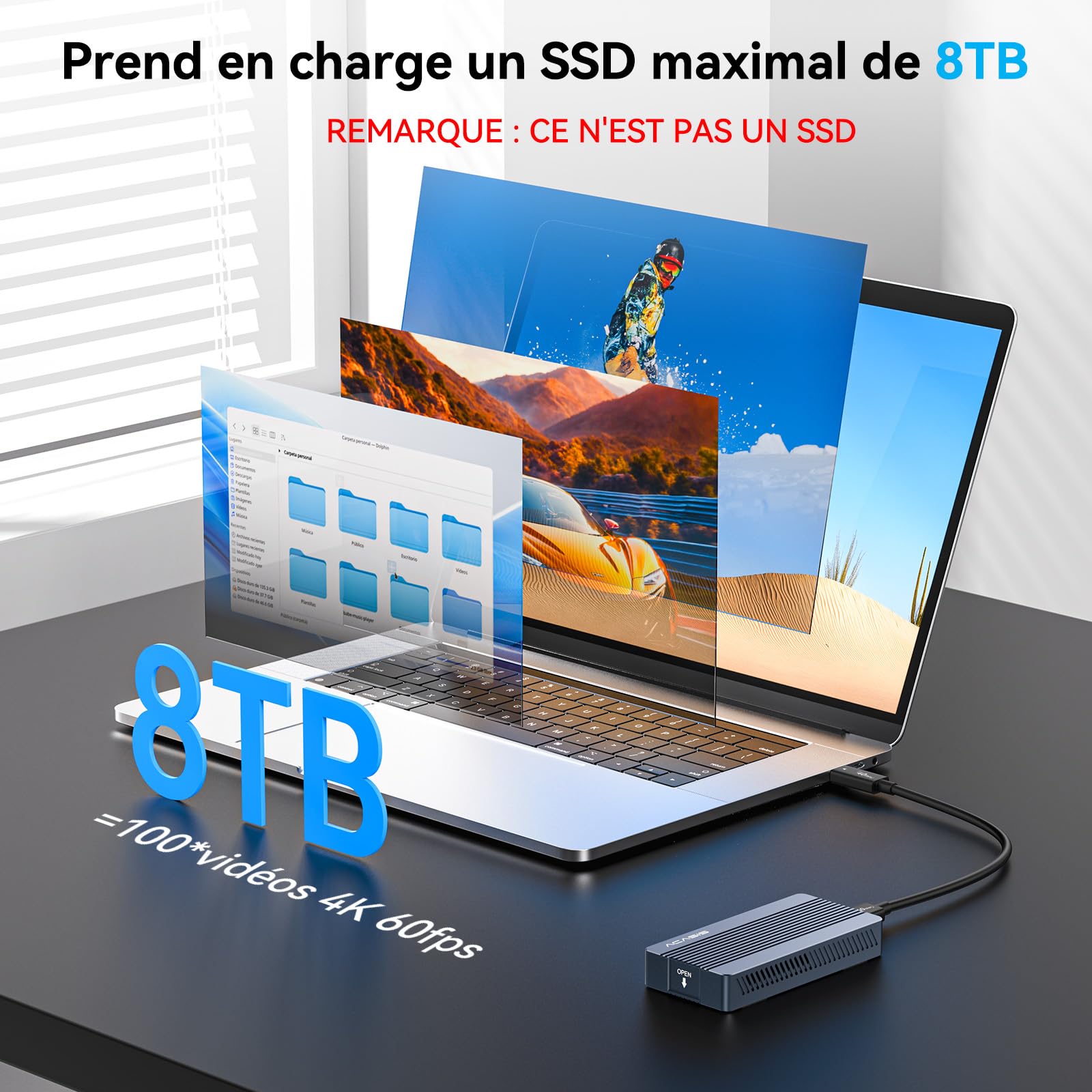 ACASIS 40Gbps Boîtier SSD M2 NVMe avec Ventilateur de Refroidissement, Compatible avec Thunderbolt 4/3, Boîtier SSD Externe PCIe Aluminium M2 2230 2242 2260 2280, Compatible avec Mac MacBook/Windows