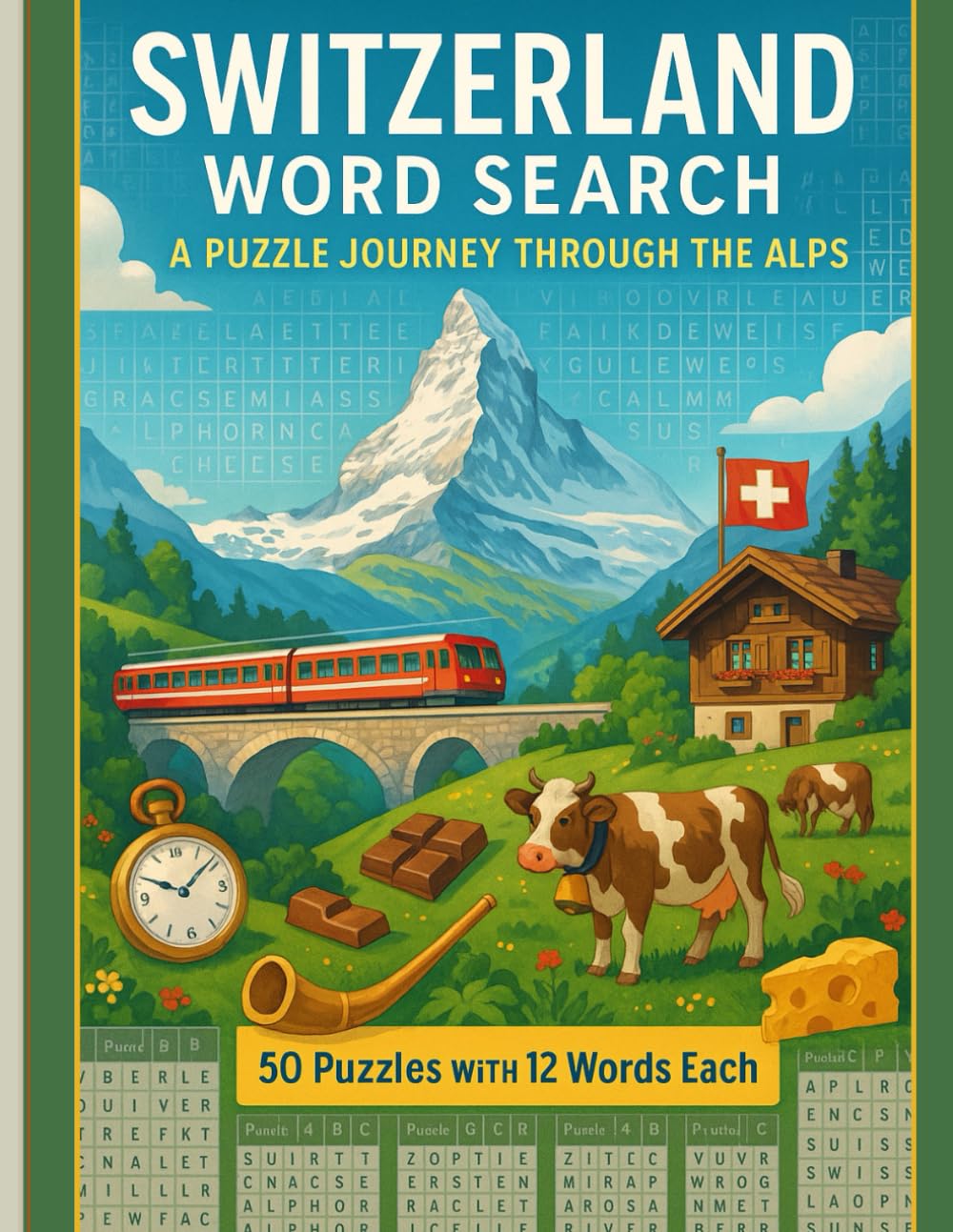 Switzerland Word Search Puzzle Book: 50 Large‑Print Swiss Puzzles of Cities, Culture, Alps & Traditions
