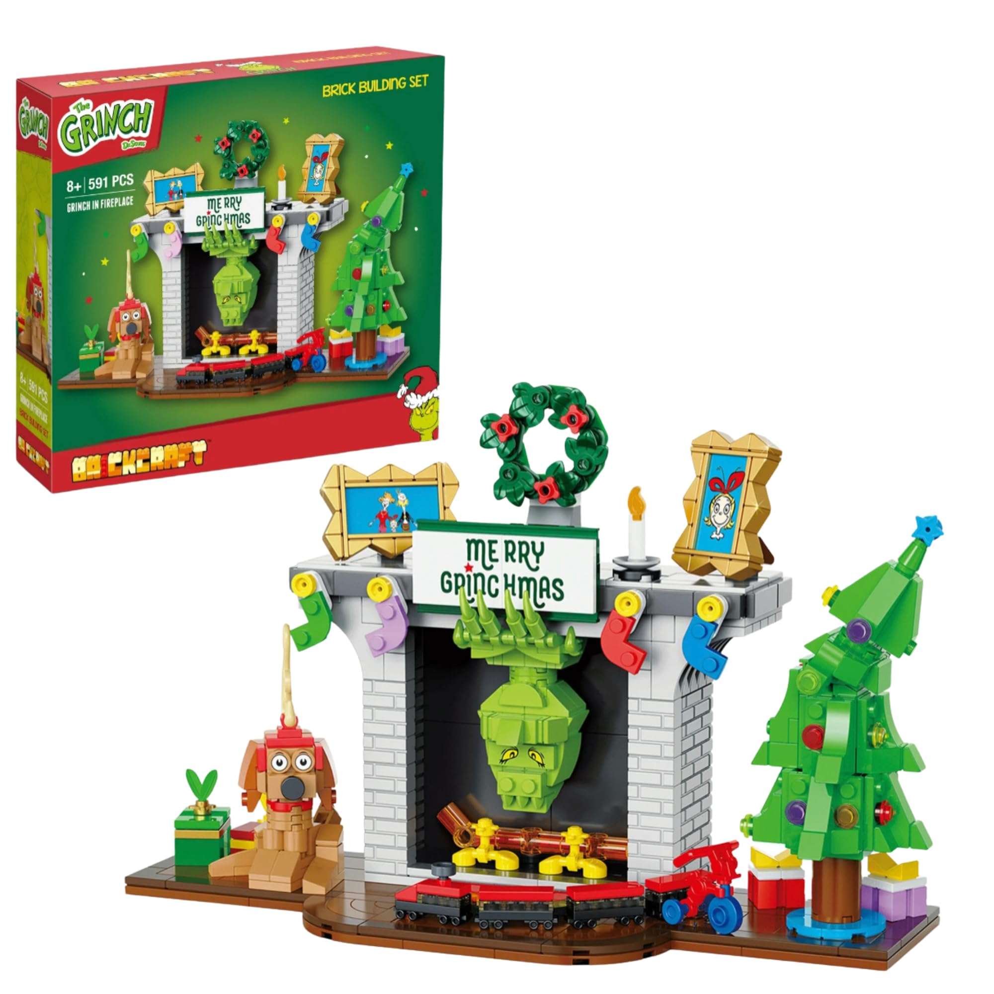 Brick Building Set for The Grinch Holiday Building Set (Grinchy in  Fireplace)