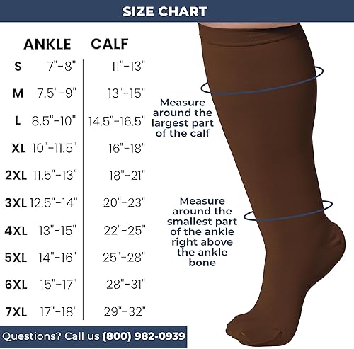 Miniatura 6 de Mojo Compression Socks - Manguera de soporte cerrada hasta la rodilla fabricada en Estados Unidos para venas varicosas, DVT, linfedema - 20-30mmHg,