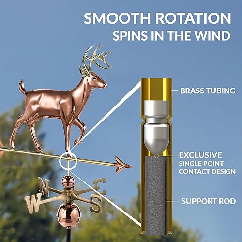 Miniatura 5 de Good Directions Veleta blanca de cola / ciervo, cobre puro, techo, decoración de techo, vida silvestre