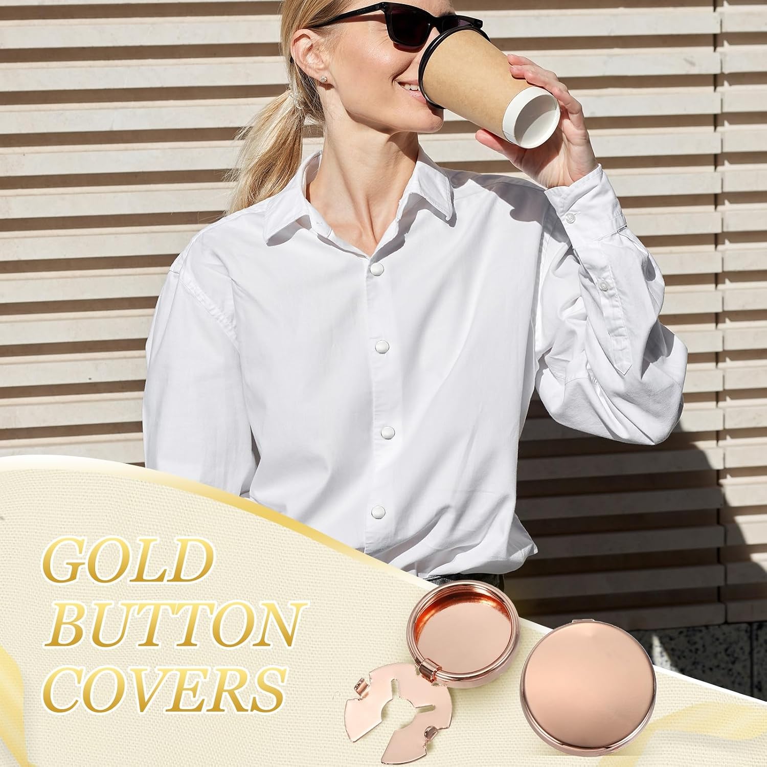 PATIKIL Button Covers, Round Cuff Button Cover Clip-On Buttons Cufflinks image 5