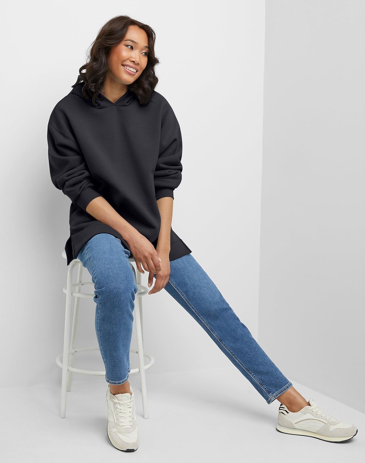 Hanes Women's EcoSmart Plus Size Fleece Hoodie, Midweight Sweatshirt for Women, Kanga Pocket - Image 3