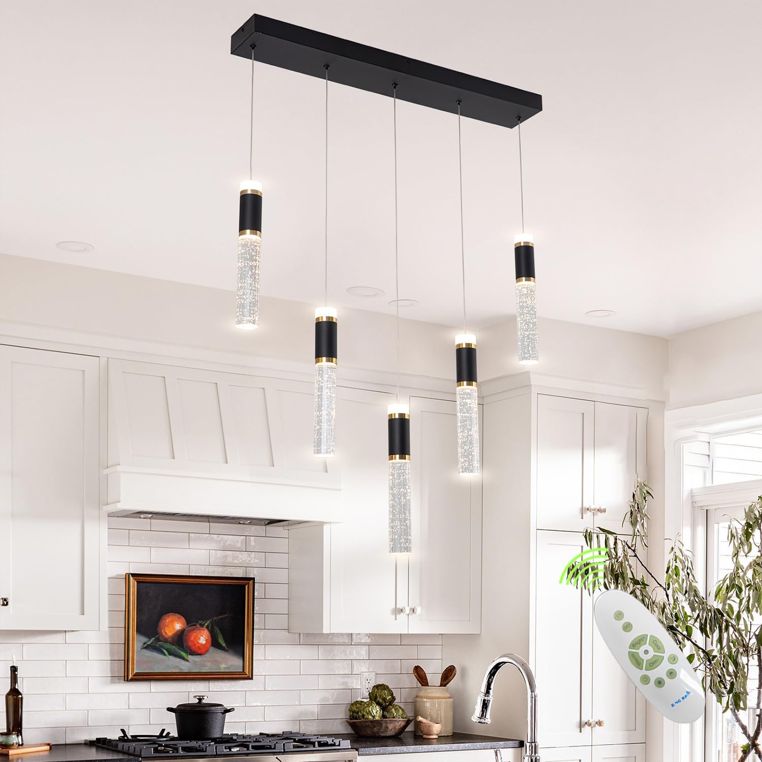5-Light Modern LED Chandelier,Dimmable Hanging LED Pendant Light for Kitchen Dining Room Bedroom Kitchen Island Cafe
