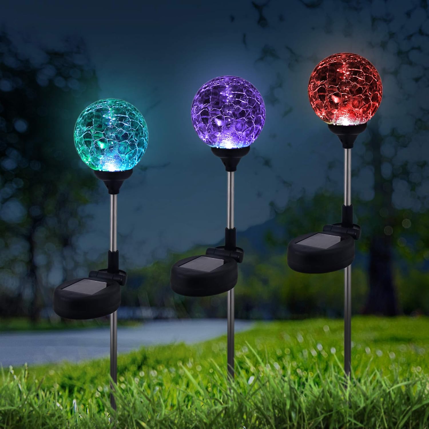 6 Pack Decorative Solar Powered Outdoor Garden Stake Glass Ball Lights for Yard,Color Changing Solar Lawn Globe Lights Waterproof Decor for Christmas Decoration Gift for Mom Wife Friend - Image 5