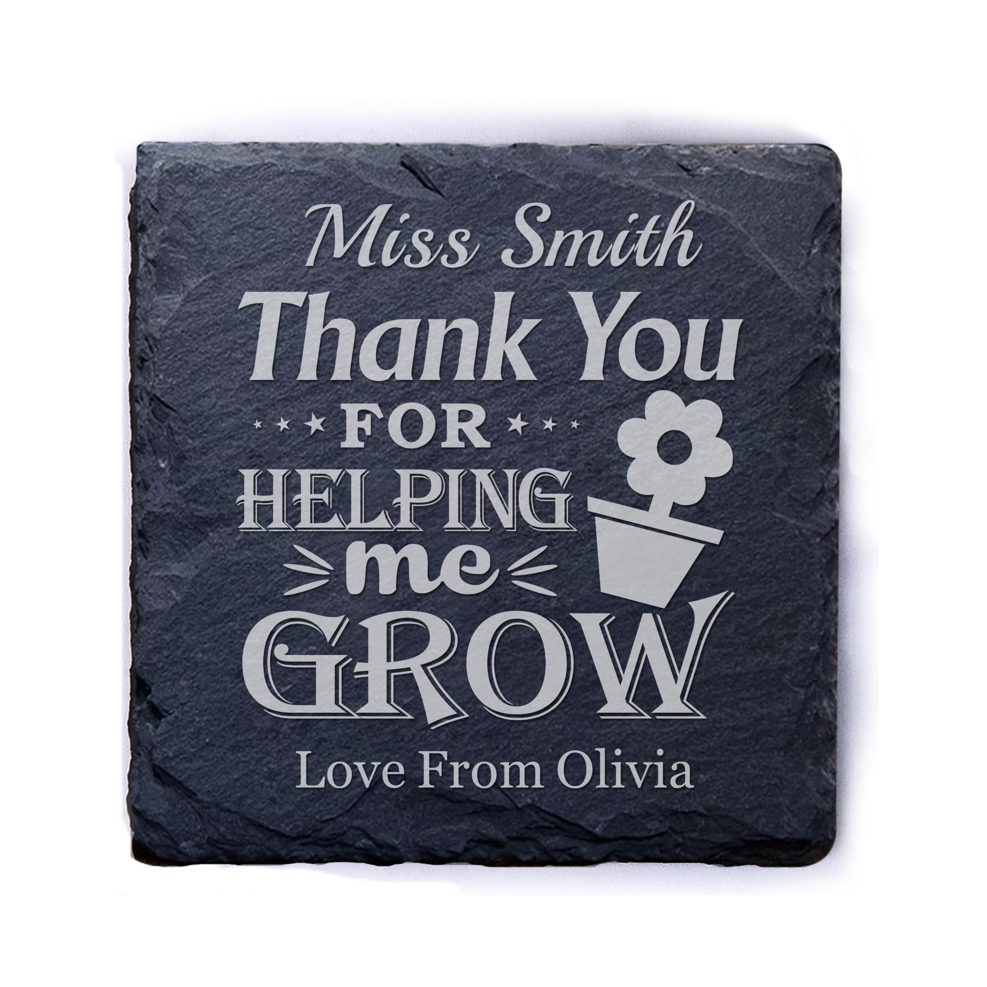 Personalised Thank You Teacher Gift, Custom Slate Coasters, Thank You Coaster Best Teacher Gifts for Women Men Teaching Assistant End of Term Gifts(Design 2)