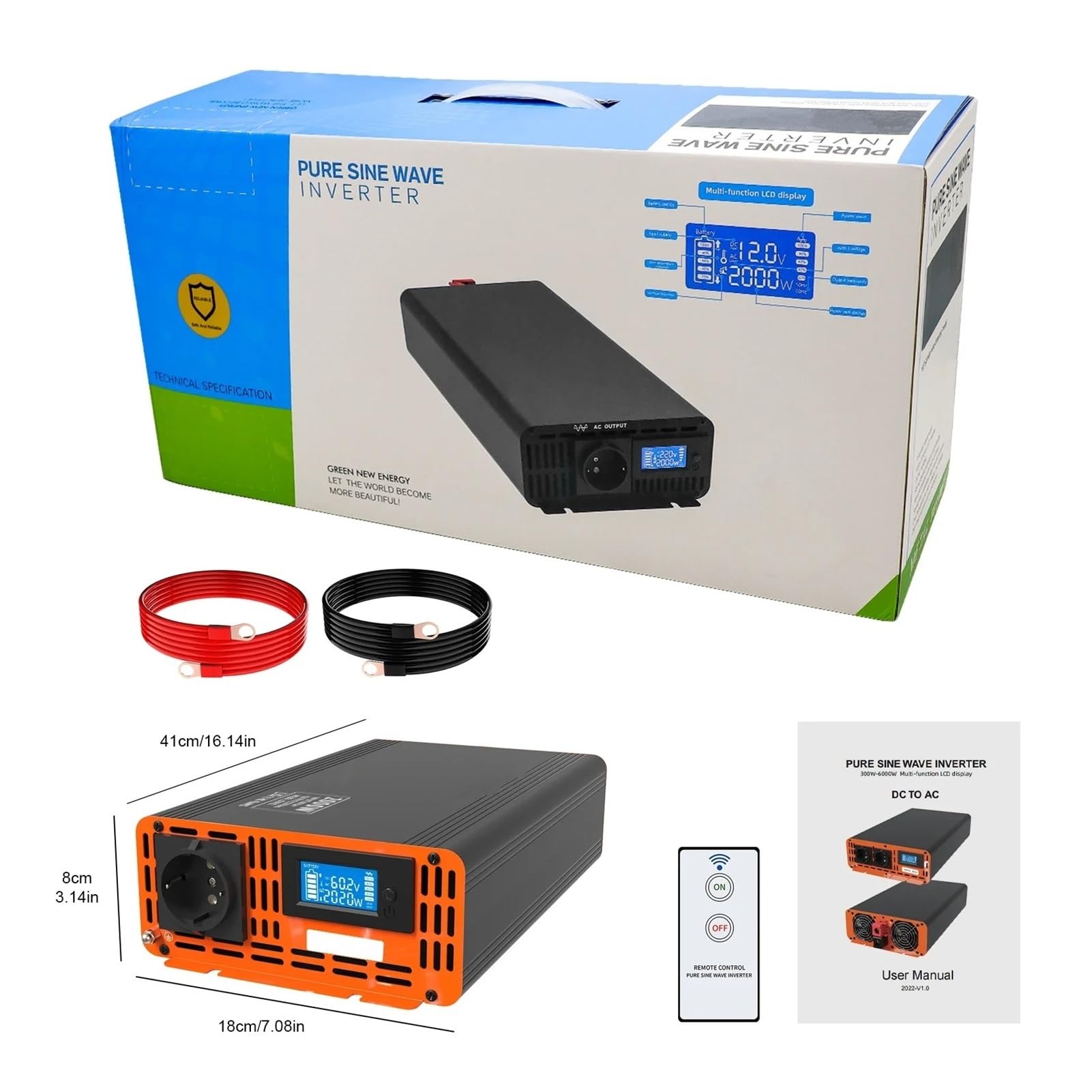 Invertitore Tensione Per PSW Serie Invertitore A Onda Sinusoidale Pura 4000W DC 12V ~ 60V A AC 220V Invertitore Di Potenza Potenza Continua 2000W Invertitore Solare Convertitore Potenza(DC48V 2000W)