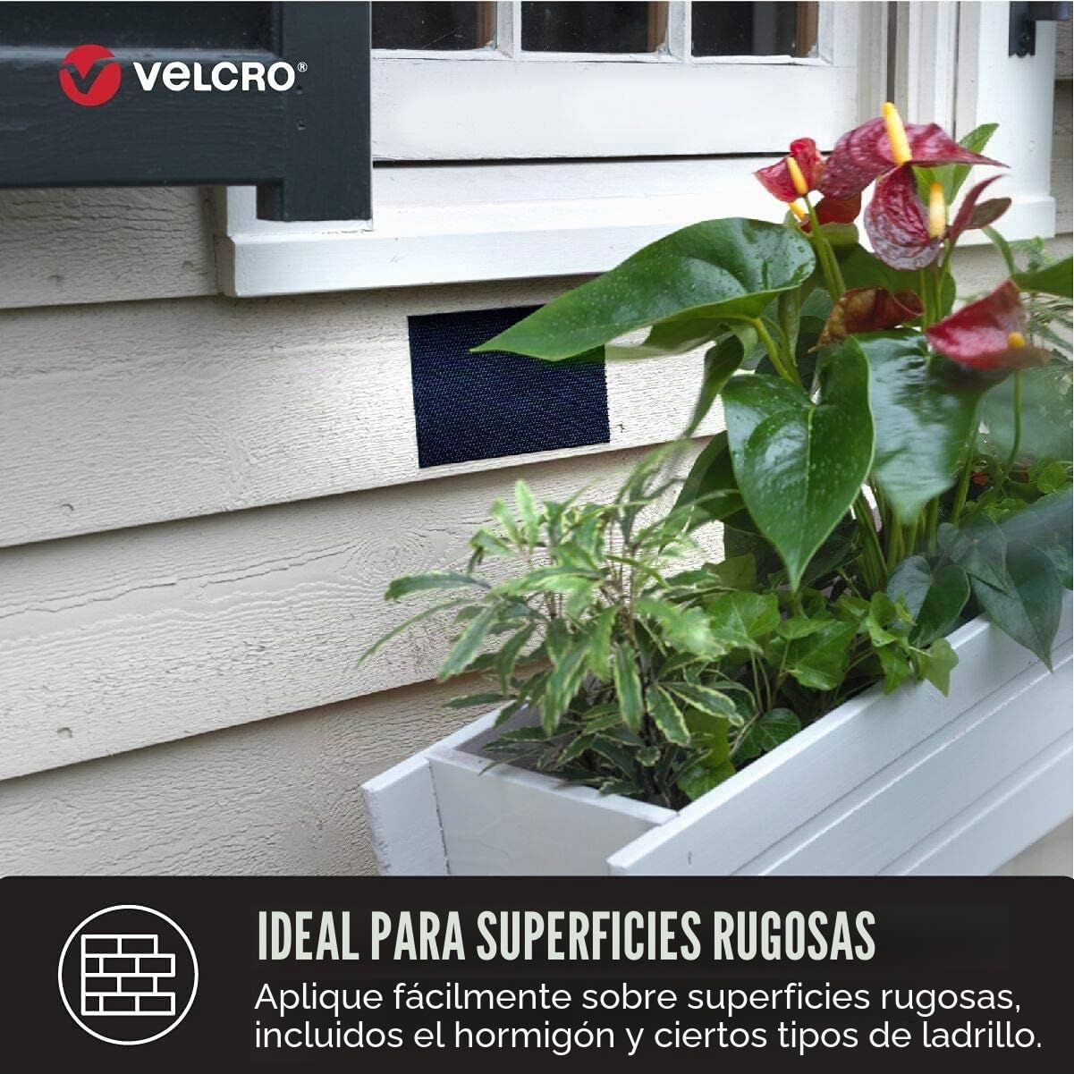 VELCRO Brand | Cinta de alta resistencia Extreme Outdoor Stick On | Cinta industrial de gancho y bucle de doble cara extra fuerte con adhesivo | Cortar a medida | Negro | 6 m x 25 mm