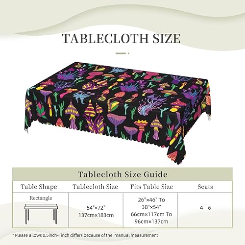 Miniatura 5 de Aimeryup Bright Mushroom Table Cloth Rectangle Table,Waterproof Tablecloth Rectangle Table Cloth Tablecloths for 6 Foot Rectangle Tables manteles de