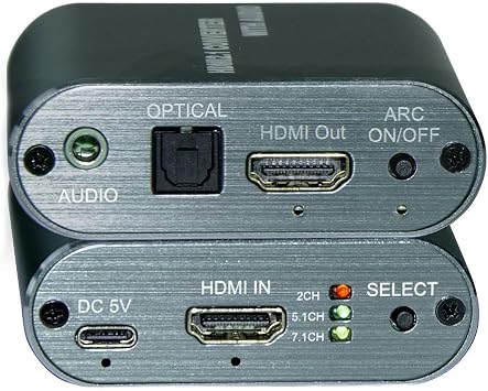 8K HDMI Audio Extractor,HDMI Audio Converter with Optical SPDIF Audio Output,Supports ARC,LPCM 5.1,LPCM 7.1,HDCP 2.3,PCM 2CH,Dolby and DTS All Formats (Black 101EA)
