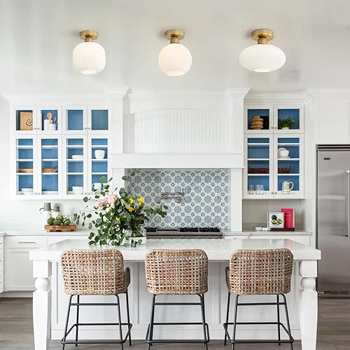 Miniatura 6 de KCO Iluminación de mediados de siglo, moderna lámpara de techo semiempotrada, lámpara de techo de montaje empotrado para sala de estar, lámpara de