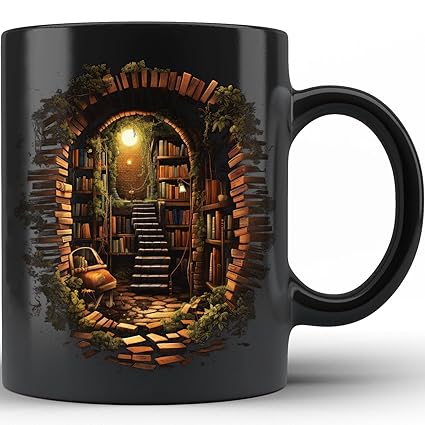 Vintage Bookshelf Mug For Women Men Book Lovers Gifts, Bookish Gifts  Wall Hole Library Book Coffee Mug Reading Gifts For Librarian Bookworm - Gift Idea for Readers Book Lovers Coffee Mug 11oz Black