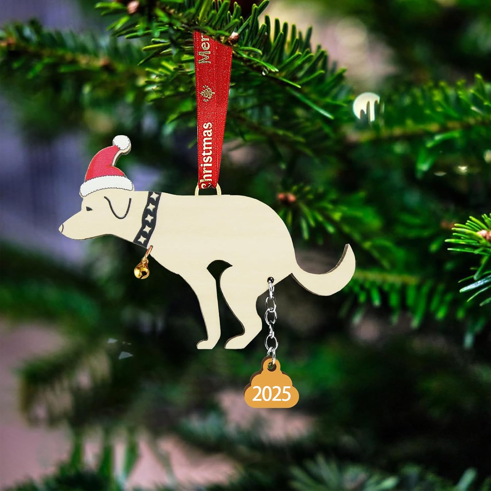 Qylazune Women's Red Dog Gift For Christmas Decorations Wood Sign Men Doggy Lovers Mum Amd Dad Christmas Birthday Gifts Sisters, Friends, Xmas Tree Ornaments For For Home, Office Home Accessories Decoration