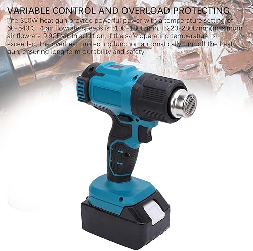 Miniatura 5 de Pistola de calor inalámbrica con pantalla LCD, pistola de calor alimentada por batería para manualidades, envoltura retráctil, con modo de memoria y