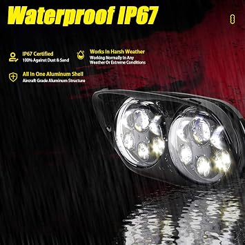 SKTYANTS Dual LED Headlight for Motorcycle Road Glide 2004-2013 Motocycle Projector Replacement with High Low Beam Headlight cover kit (Black)