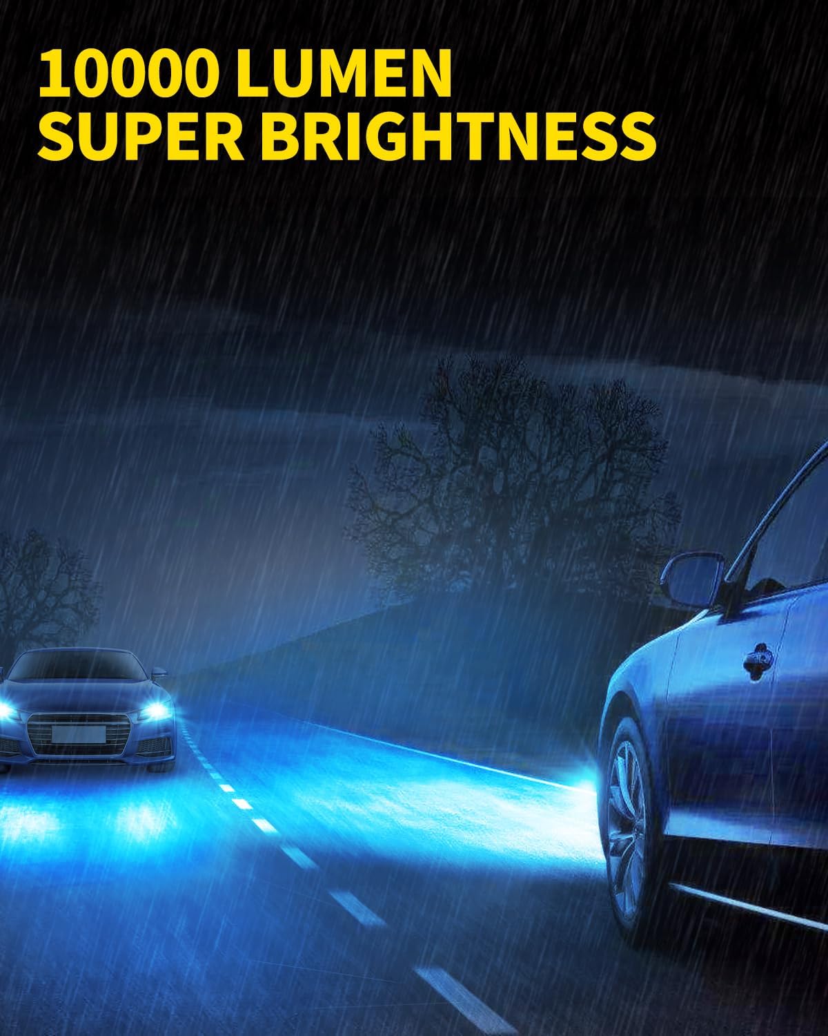 H3 LED Fog Light bulbs Ice Blue, 1:1 Mini Size, Plug n Play, 300% Brighter CSP Chips with H3ll LED Bulb Light for Fog Lamp, DRL, High/Low Beam, Pack of 2
