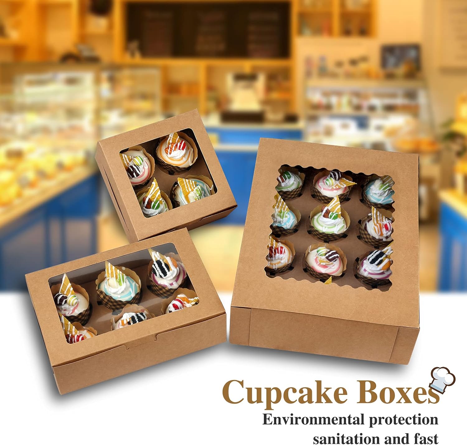 [10Packs] Cupcake Boxes Cupcake Box with PVC Window Muffin Cake Boxes
