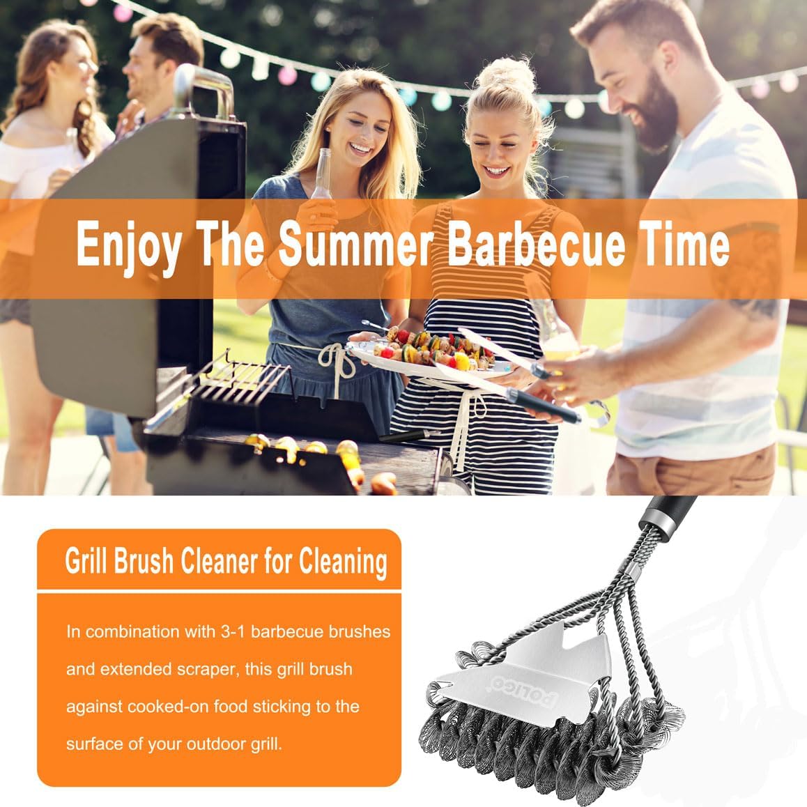 POLIGO Safe Grill Brush and Scraper Bristle Free for All Grill Bundle with 22PCS BBQ Grill Accessories in Aluminum Case - Stainless Steel Grill Utensils Set Ideal Christmas BBQ Gifts for Dad Men