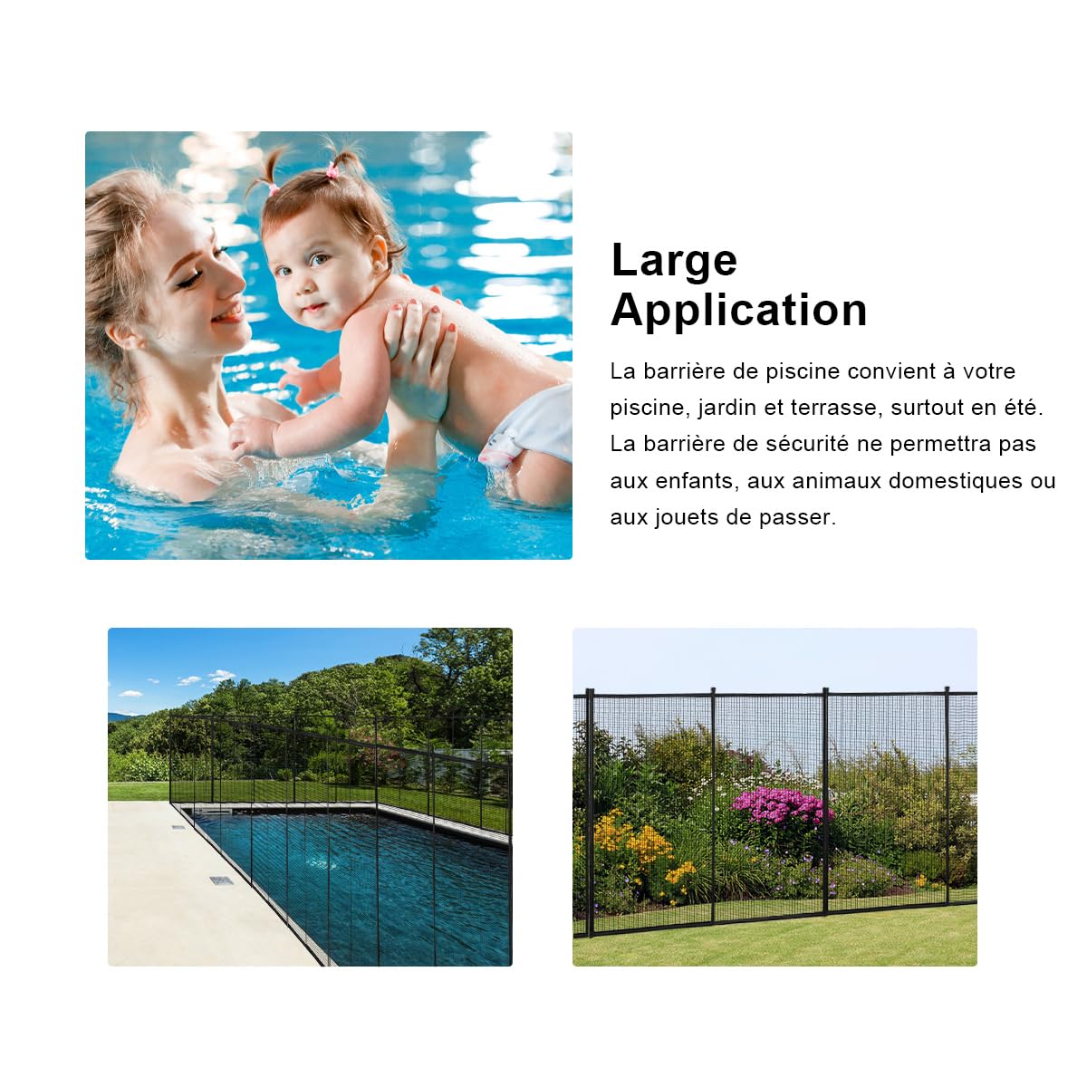 GIANTEX Barrière Piscine 4 Panneaux, Clôture Protection Piscine Pliable 360x125cm pour Sécurité Enfant, Cadre en Aluminium, Kit de Montage, Clôture en Tissu (1)