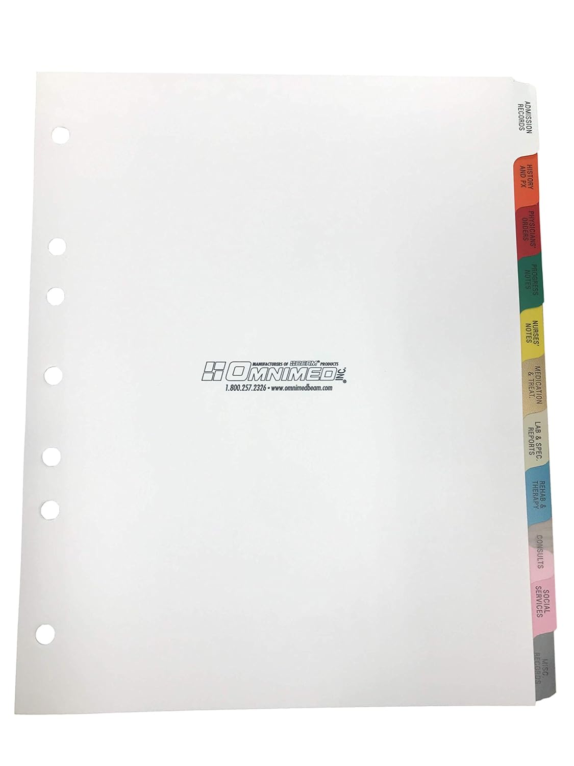 Medical Chart Index Dividers (11 Tab Side Open (Long-Term Care Set)