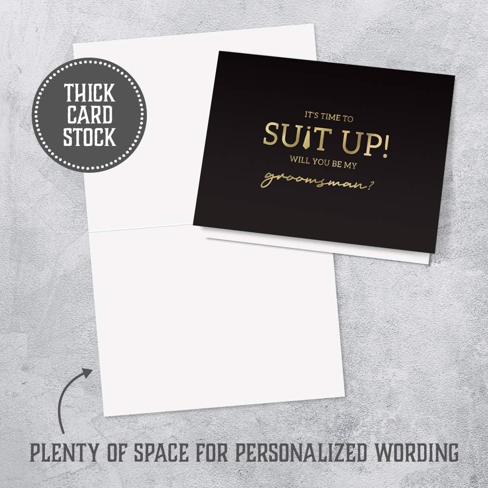 Hat Acrobat Groomsman Proposal Cards 8 Will You Be My Groomsman and 2 Best Man Cards with Envelopes | Set of 10 Black and Gold Groomsmen Cards, Perfect for Wedding Party (10)