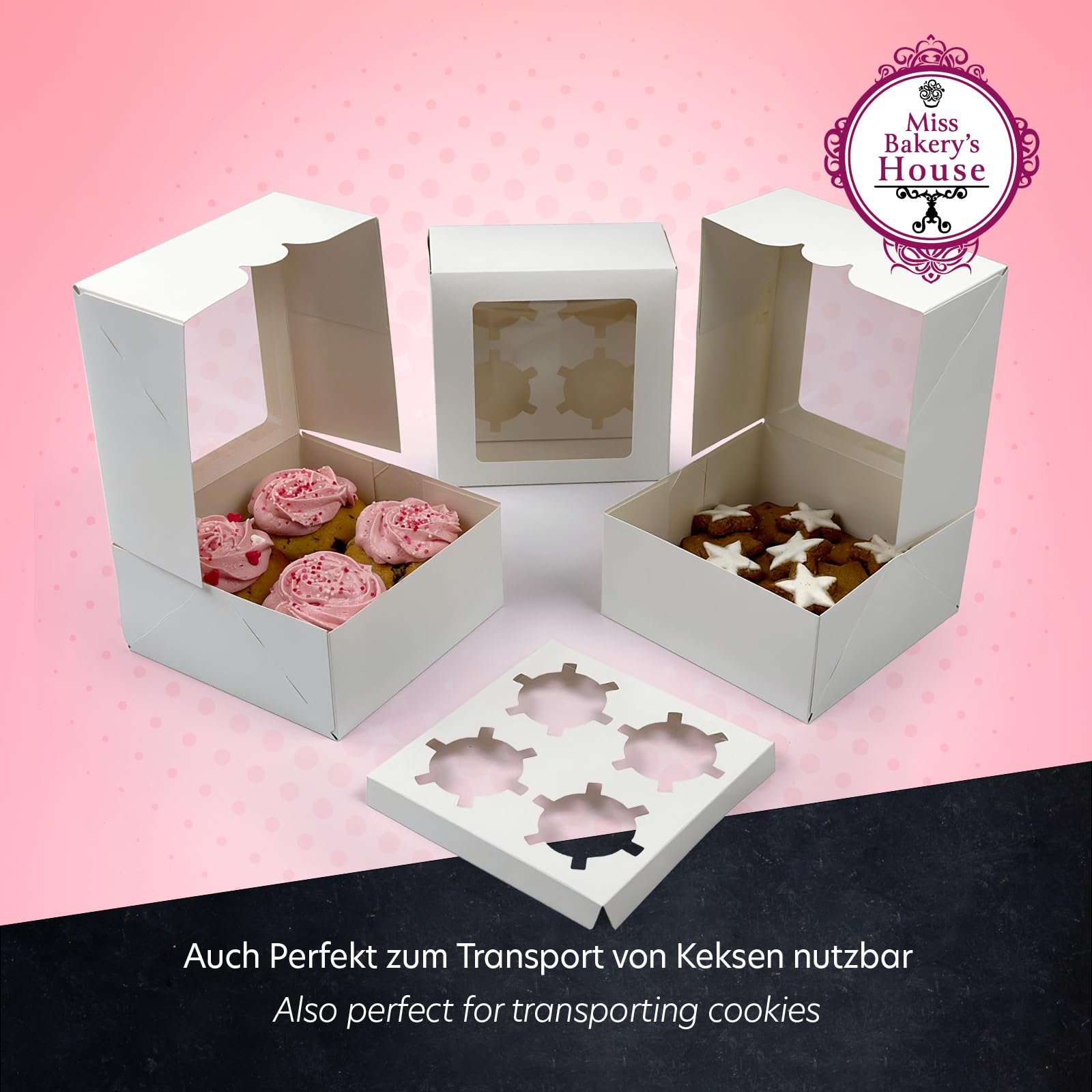Boîte à Cupcakes Blanc Avec Fenêtre - Lot De 5 Boîtes Pour 6 Muffins - Idéal Pour Transport Et Stockage