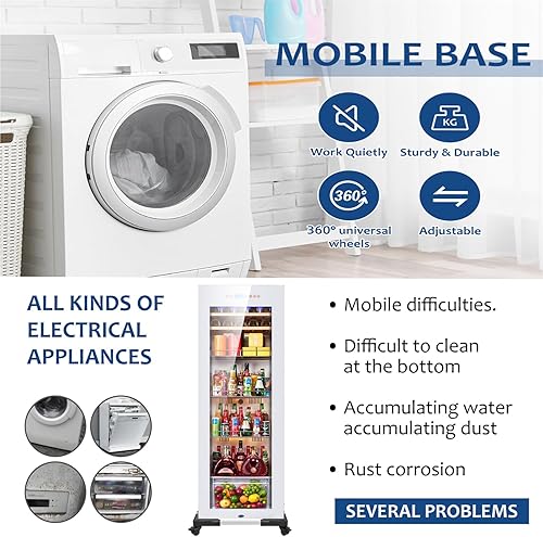 Miniatura 4 de WKKLQ Mini soporte ajustable para refrigerador con 4 rodillos universales con bloqueo, soporte para lavadora y secadora con ruedas, soporte móvil