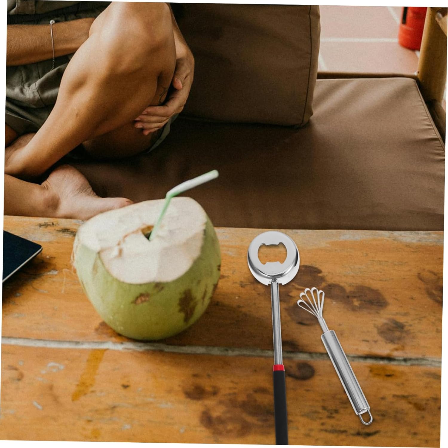 Generic Stainless Steel Coconut Lid Opener Tool Set Coconuts Opener Tool Easy to Use and Carry
