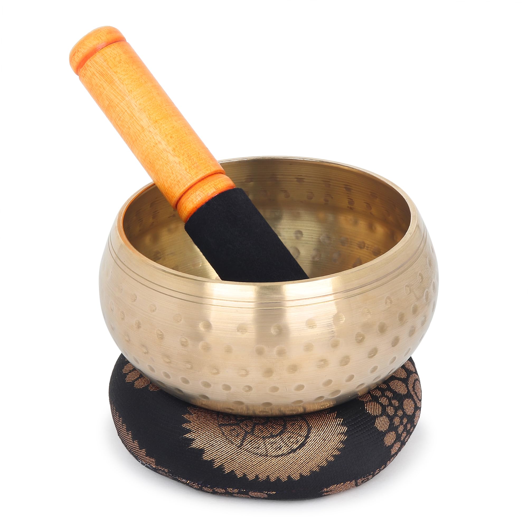 Zap Impex ® Tibetaanse meditatie Om Mani klankschaal/kussen/mallet 4 inch zwart