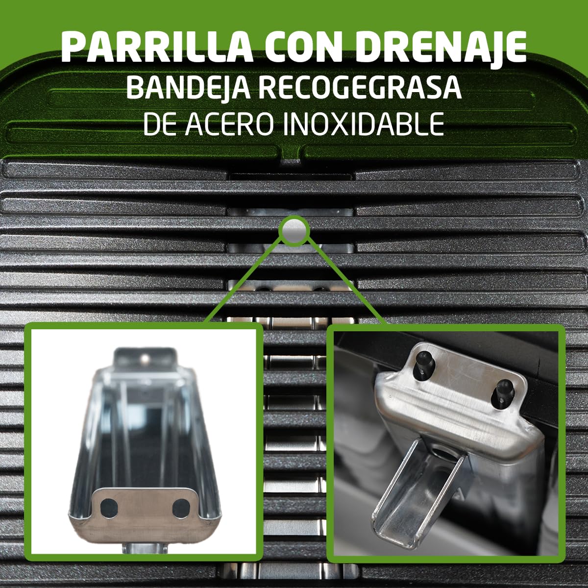 Amig - Camping Gas - Cocina Portátil - Hornillo Grill - Parrilla De Fundición De Aluminio - Con Bandeja Recoge Grasas De Acero Inoxidable - 1,8 Kw Potencia - Cartuchos B-250
