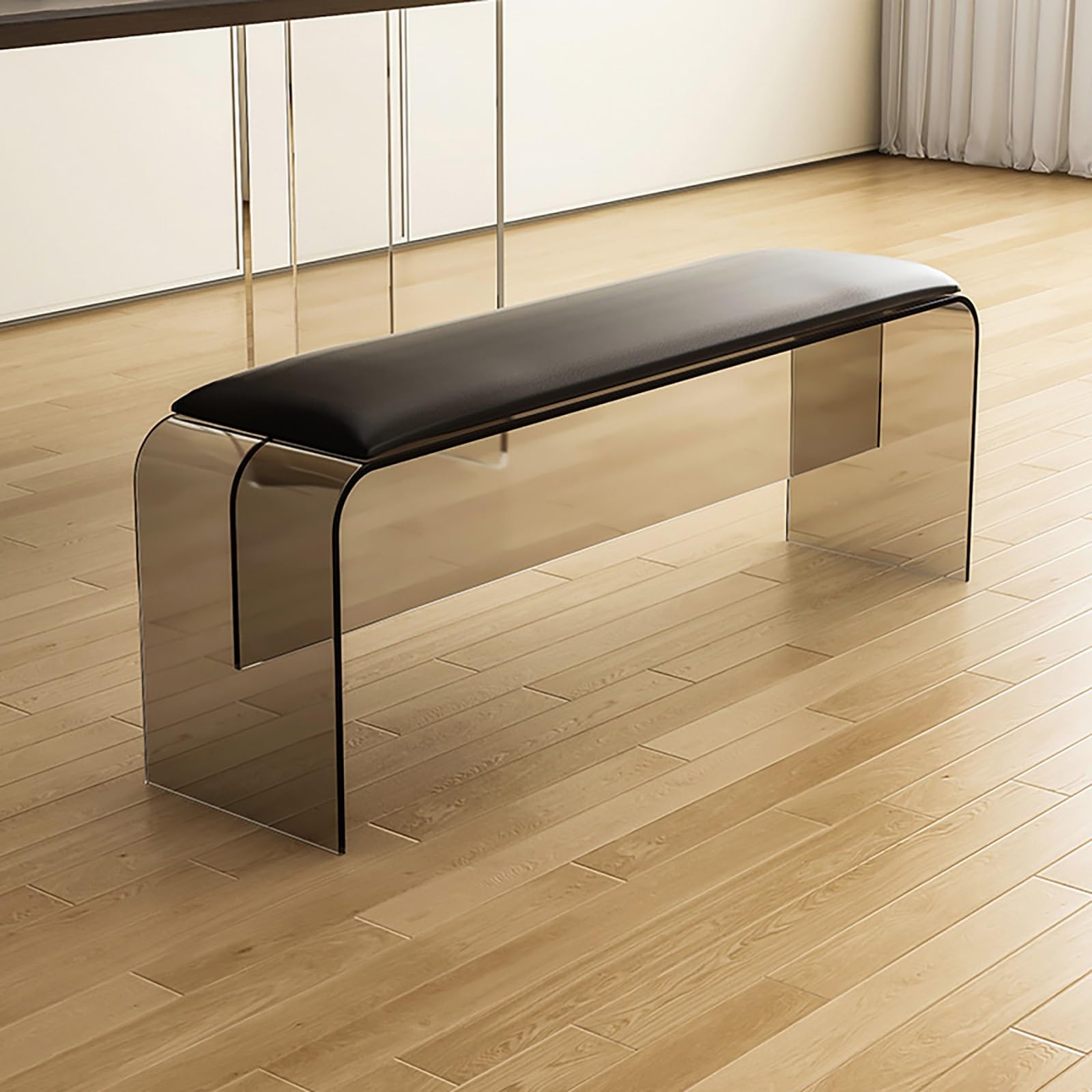 Banco de comedor de acrílico y madera rústica de 120 cm para interiores